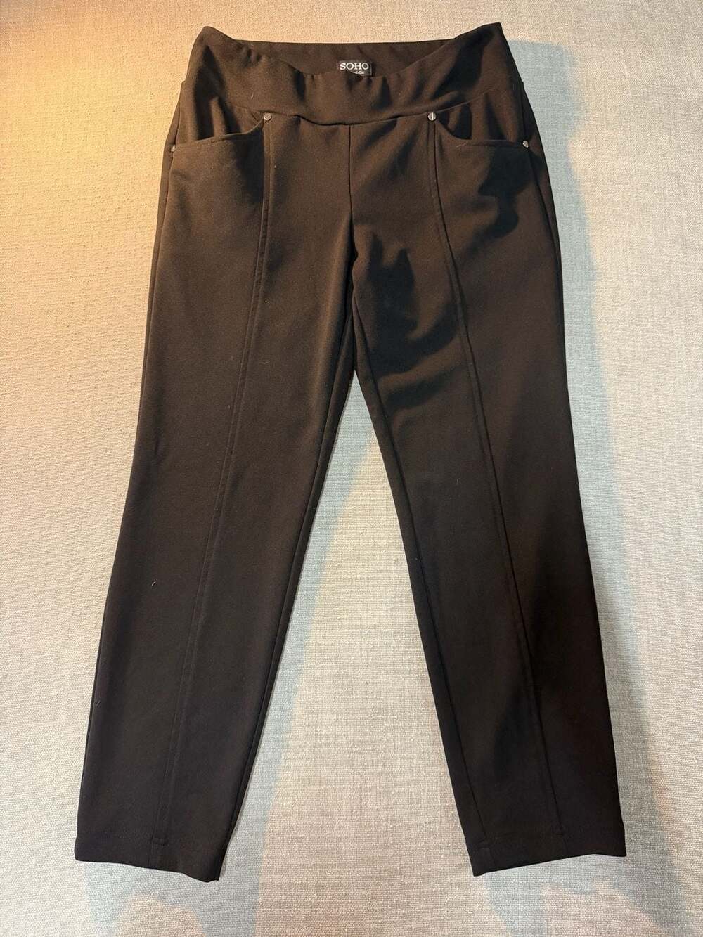 SOHO Apparel Ltd. Black Stretch Pants Size M Pull-On Pintuck Trousers